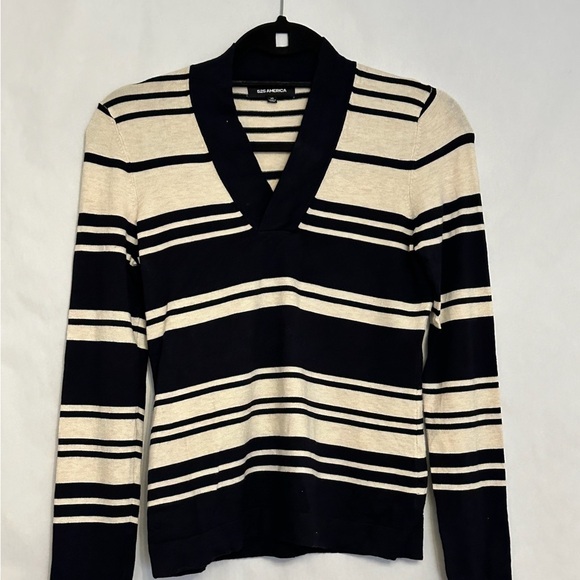 525 America Striped V-Neck Sweater Preppy Classic Size X-Small XS - Picture 5 of 7
